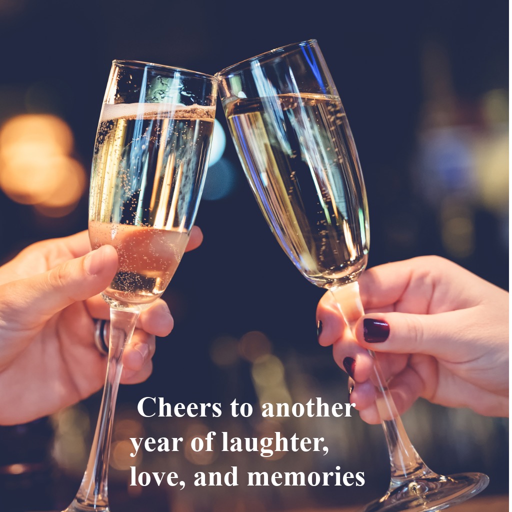 Champagne glasses clinking with golden sparkles | Romantic Anniversary Greeting Images  2026 quotes and wishes