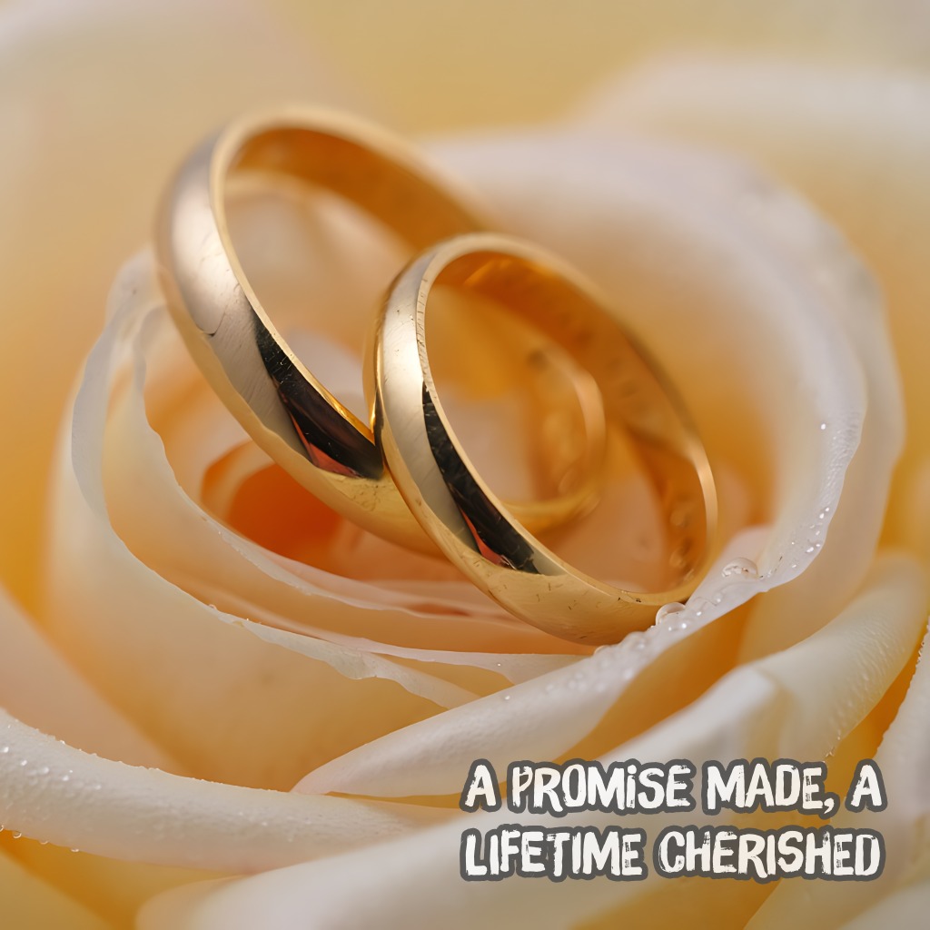 Wedding rings resting on rose petals with warm lighting | Romantic Anniversary Greeting Images  2026 quotes and wishes