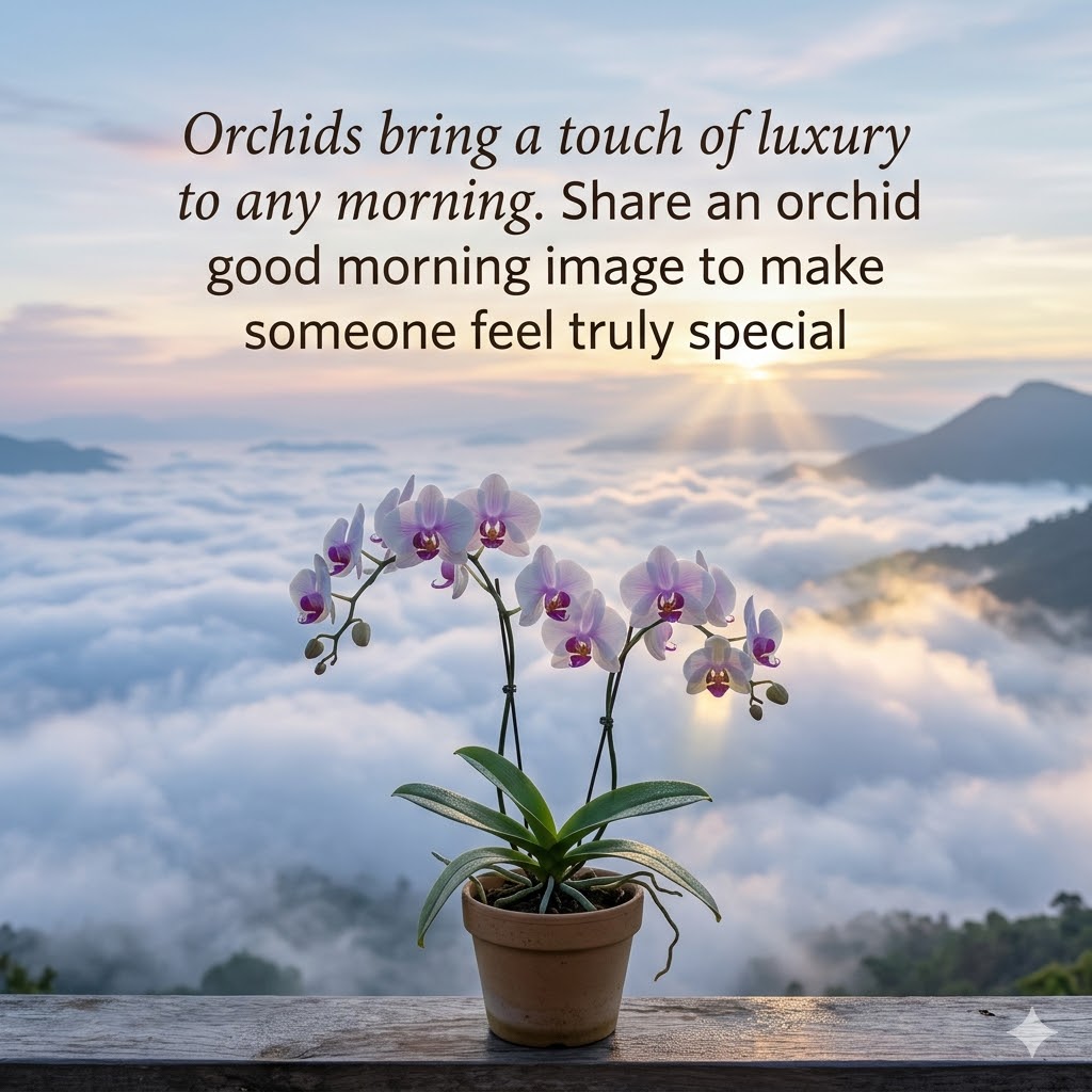 Orchids with wishes says Good Morning