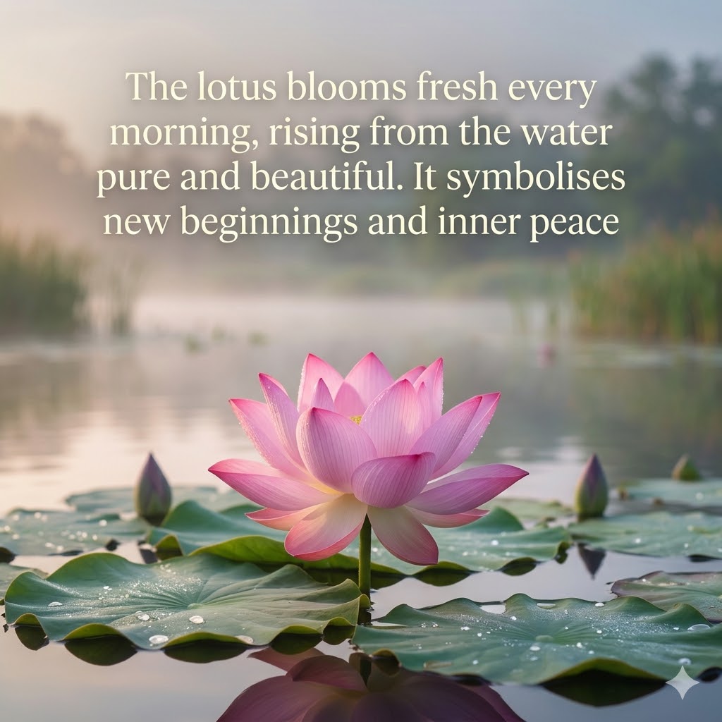Lotus flower with good morning message