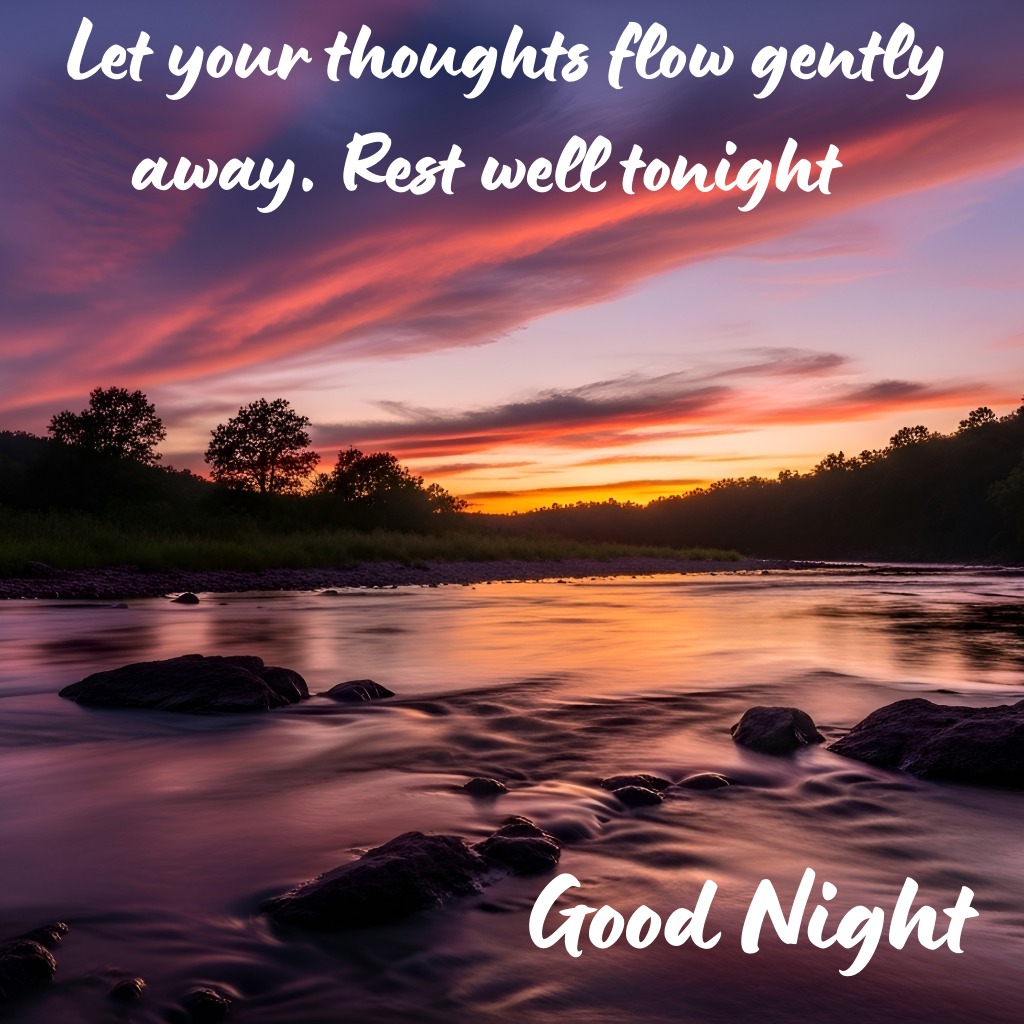 Calm River Nightfall | Good Night Images 2026 quotes and wishes