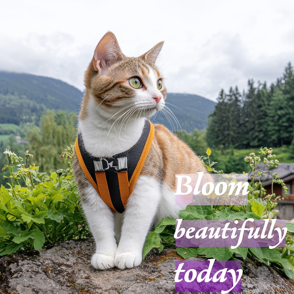 Cat And Flowers | Good Morning Images With Cats quotes and wishes