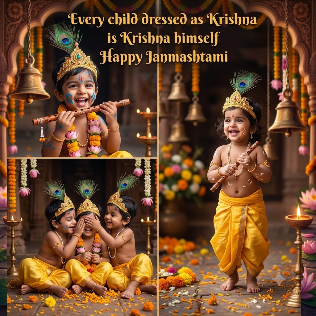 Children Dressed As Krishna Janmashtami | Happy Krishna Janmashtami Images quotes and wishes