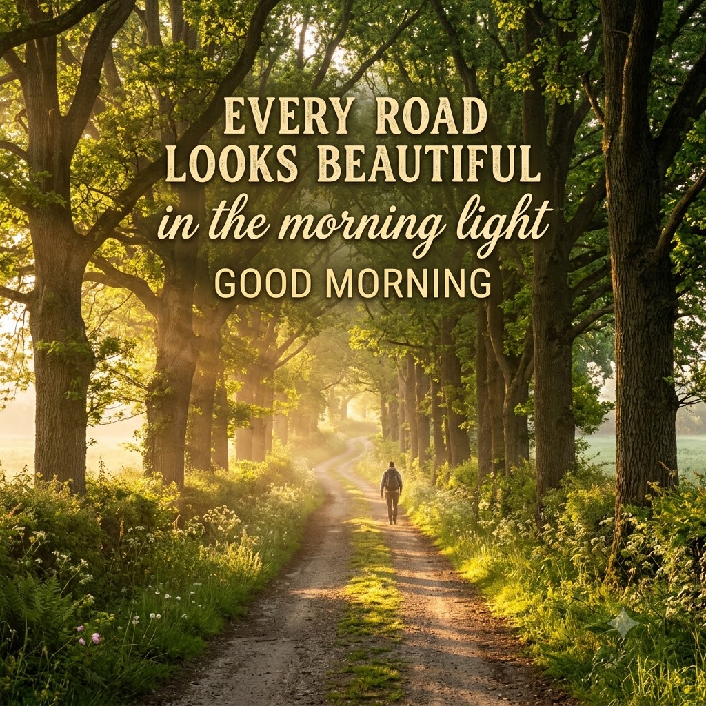 Country Lane Morning Light Good Morning | Good Morning Nature Images quotes and wishes