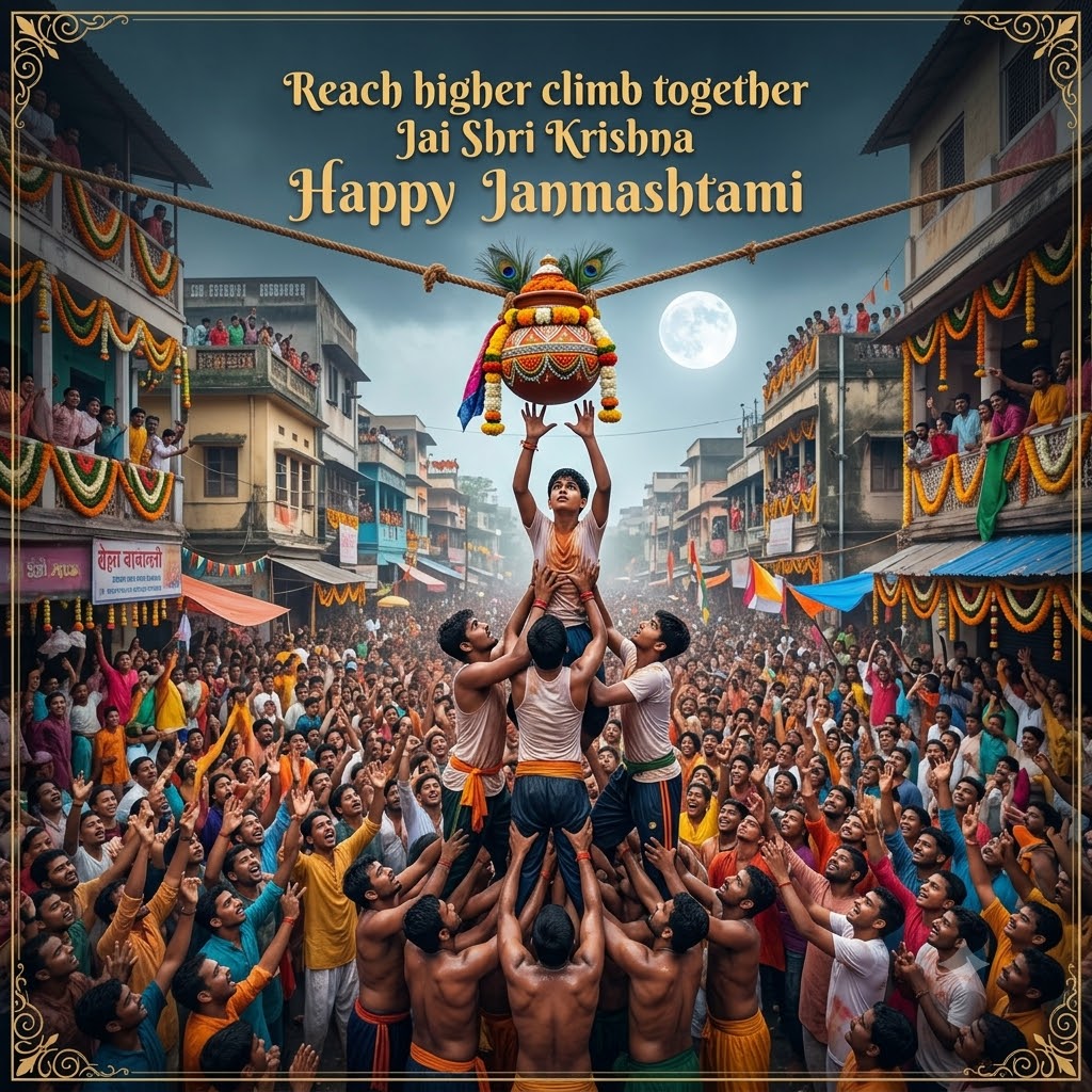 Dahi Handi Human Pyramid Janmashtami | Happy Krishna Janmashtami Images quotes and wishes