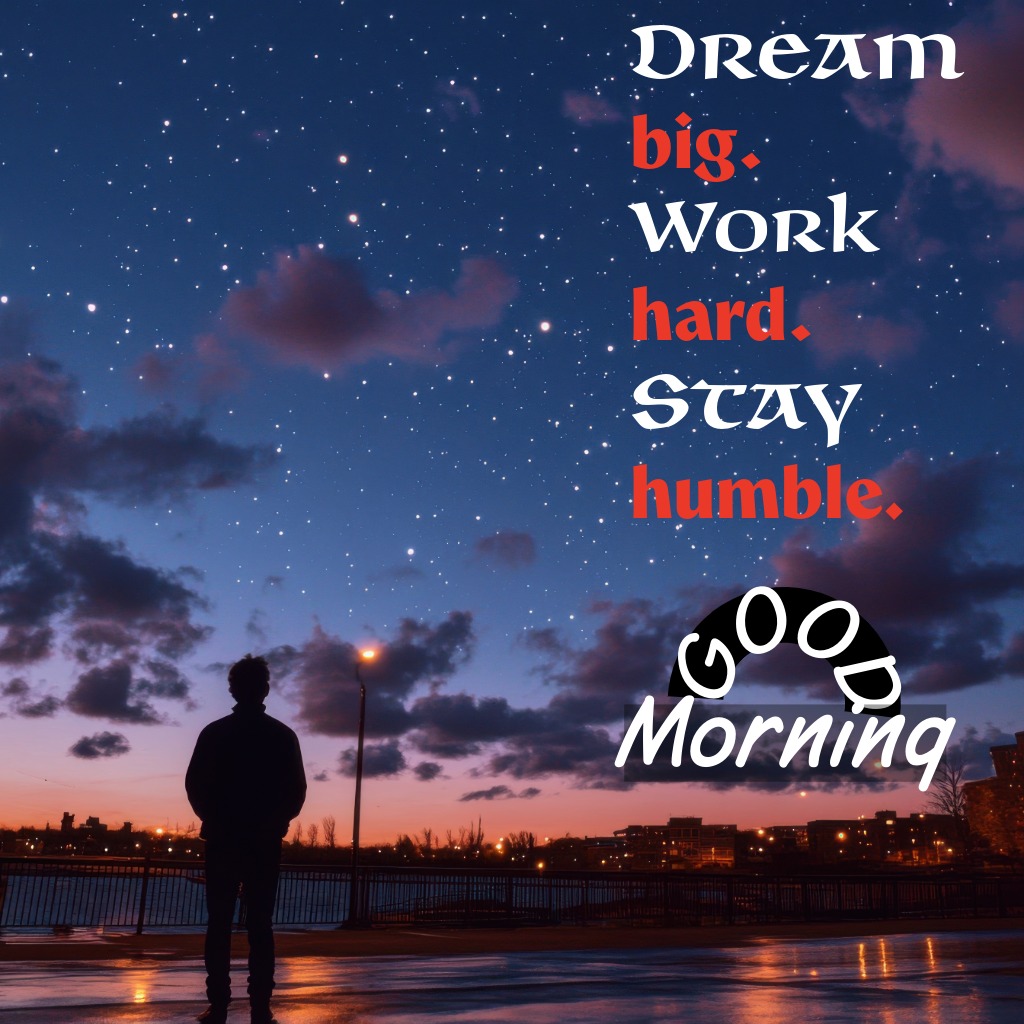 A person gazing at a sky full of stars fading into sunrise | Good Morning Images 2026 quotes and wishes
