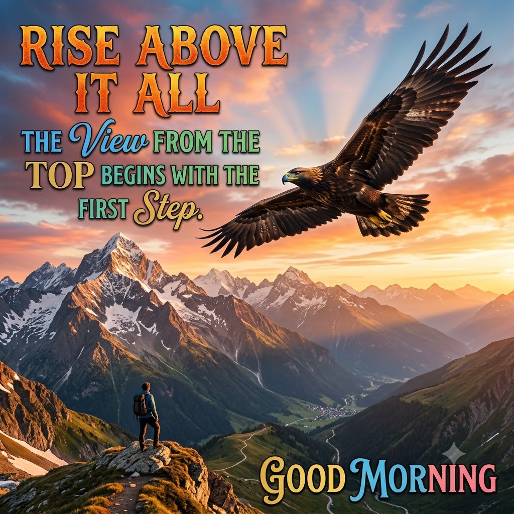 Eagle Soaring Morning Good Morning | Good Morning Nature Images quotes and wishes