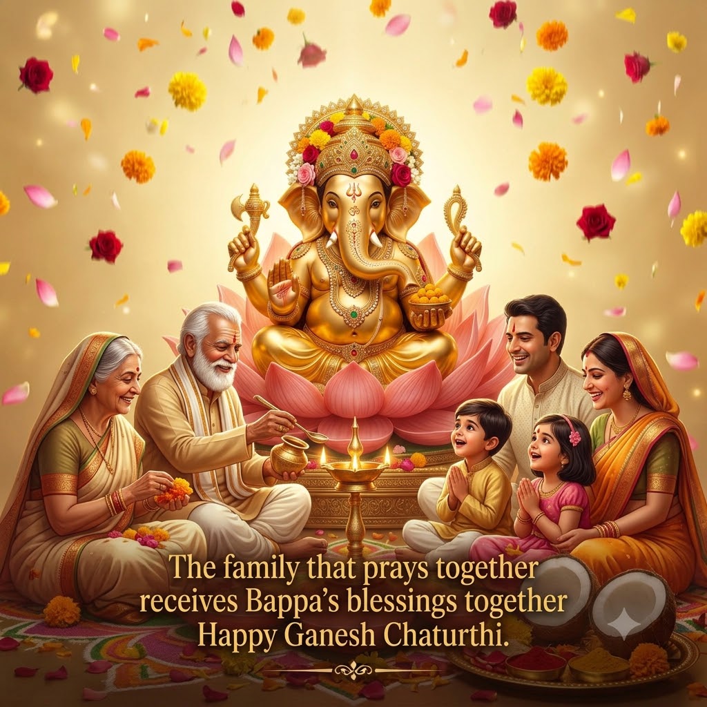 Family Puja Together | Happy Ganesh Chaturthi  Images quotes and wishes