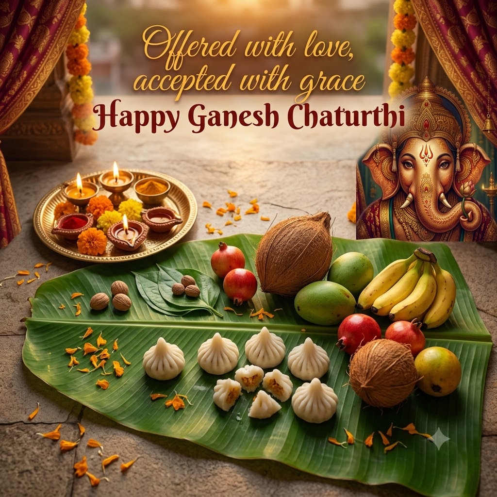 Ganesh Chaturthi Banana Leaf Offering | Happy Ganesh Chaturthi  Images quotes and wishes