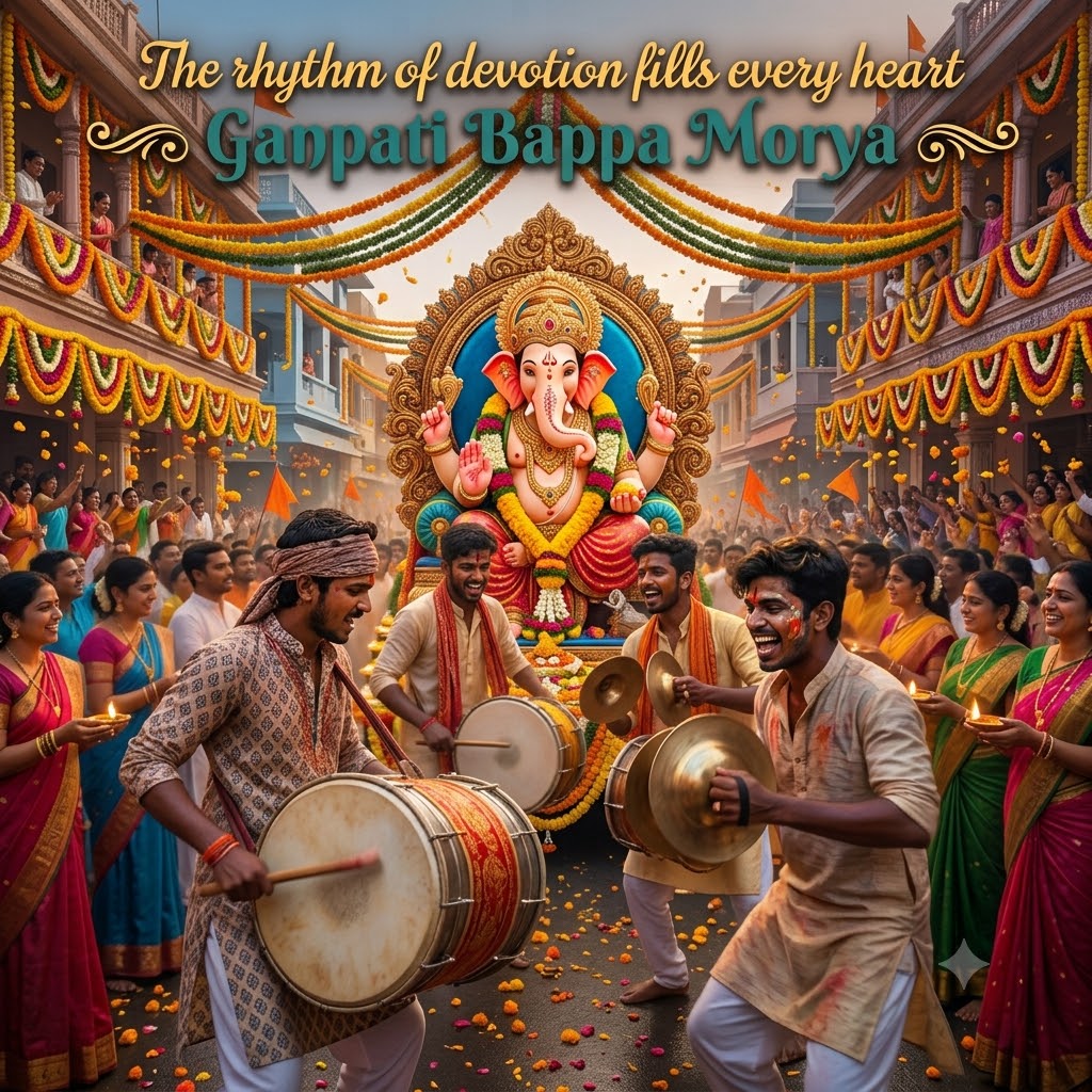 Ganesh Chaturthi Drum Dhol Celebration | Happy Ganesh Chaturthi  Images quotes and wishes