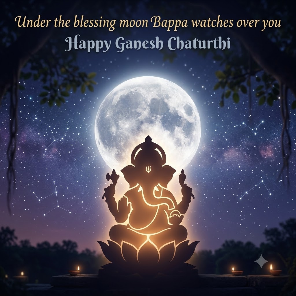 Ganesh Chaturthi Moon Night Blessing | Happy Ganesh Chaturthi  Images quotes and wishes