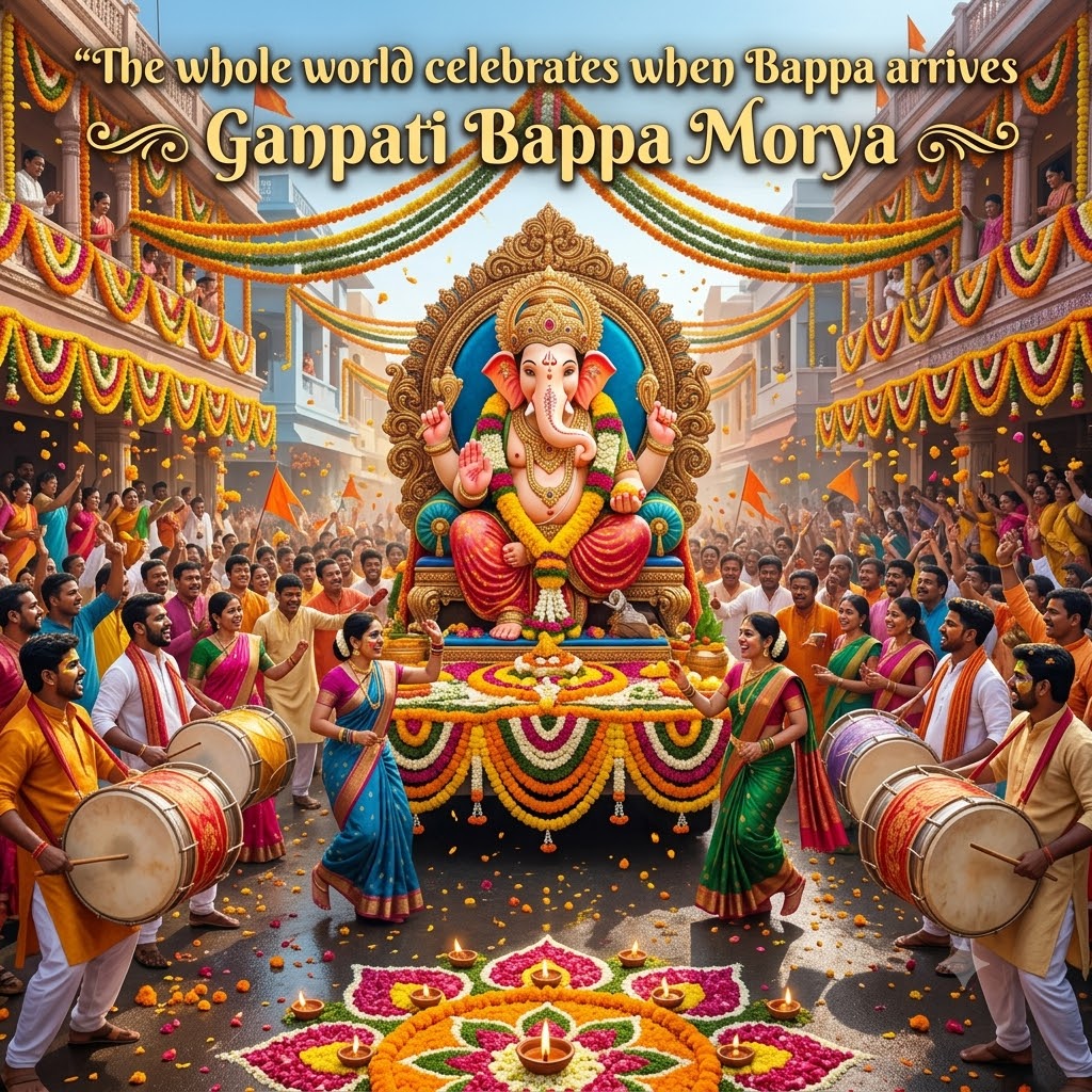 Ganesh Chaturthi Procession Celebration | Happy Ganesh Chaturthi  Images quotes and wishes