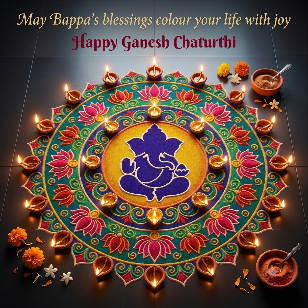 Ganesh Chaturthi Rangoli Decoration | Happy Ganesh Chaturthi  Images quotes and wishes