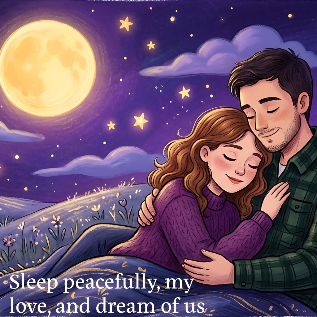 Moonlit sky, couple embracing, soft glowing stars in the background | Romantic Messages Between Couples quotes and wishes