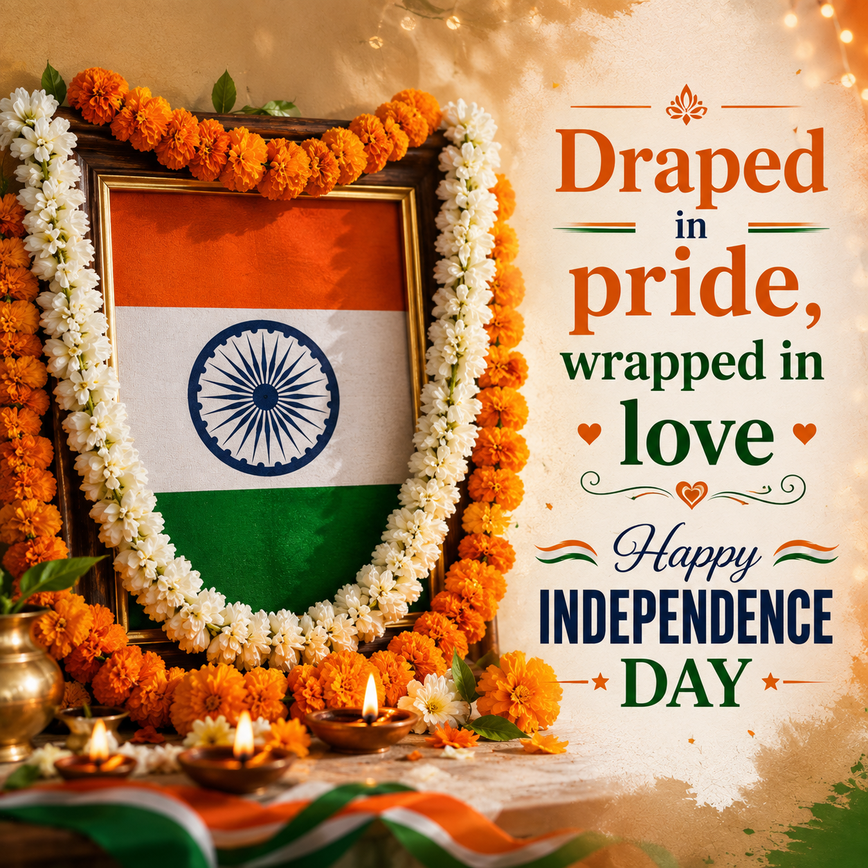 Independence Day Marigold Garland Tricolour | Happy Independence Day Images quotes and wishes
