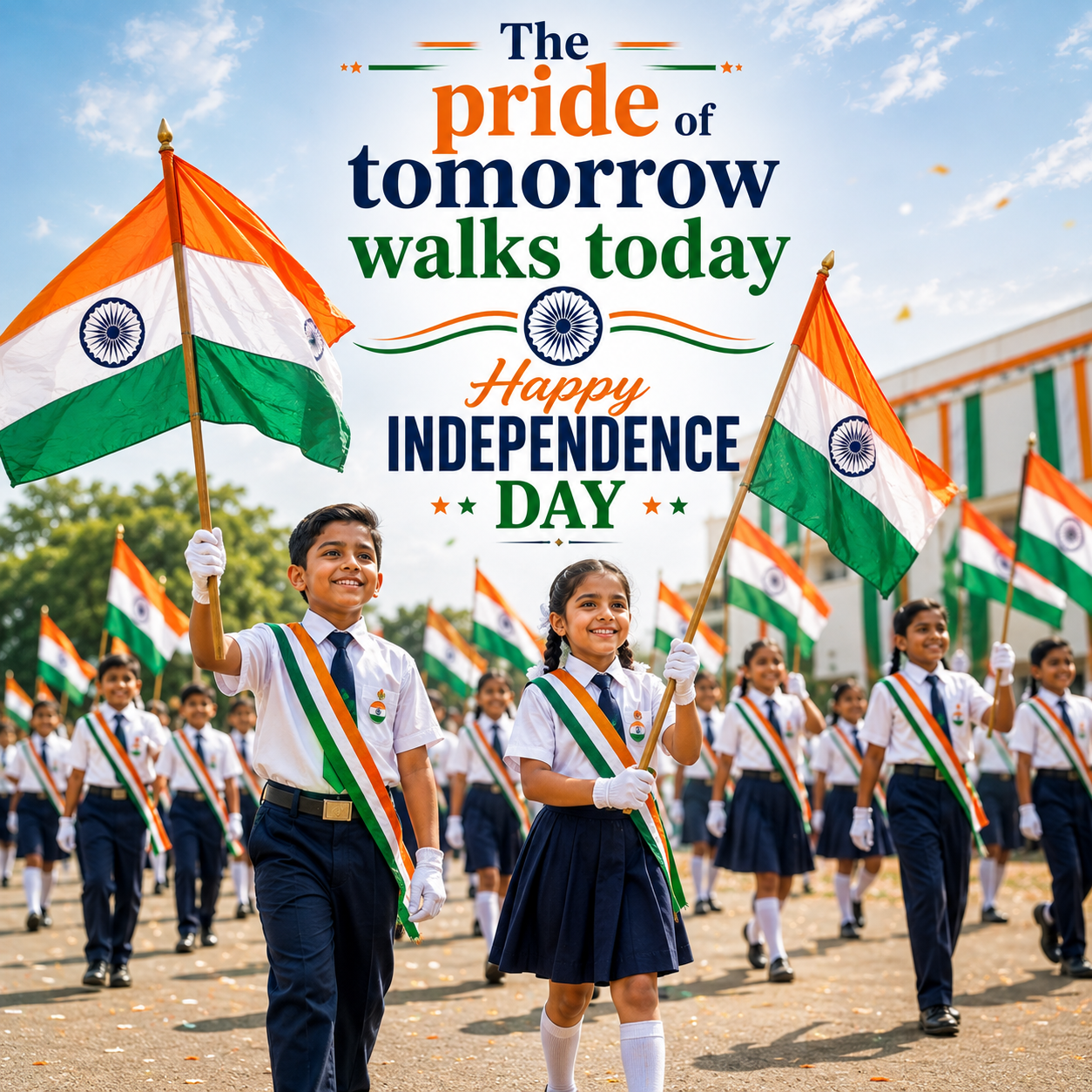 Independence Day School Children Flag March | Happy Independence Day Images quotes and wishes