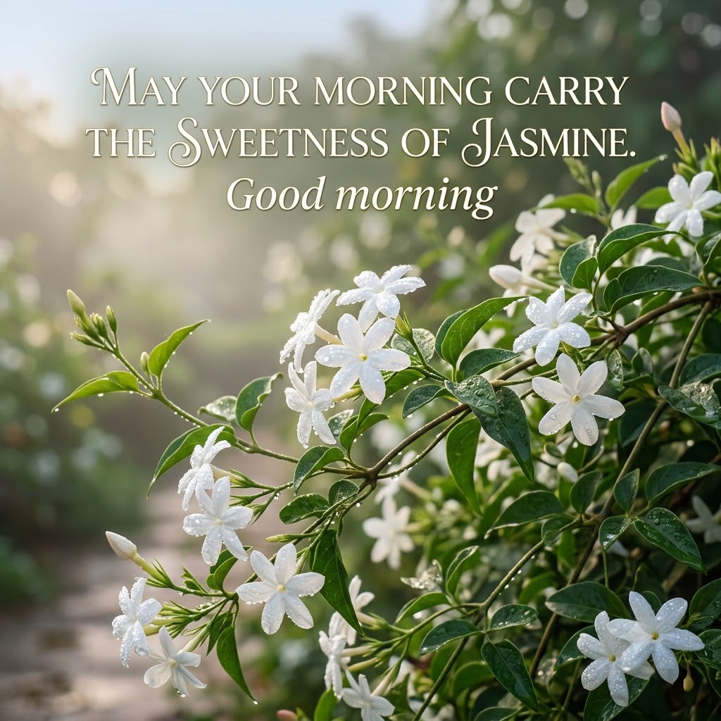 Jasmine Morning Dew Good Morning | Good Morning Images With Flowers quotes and wishes