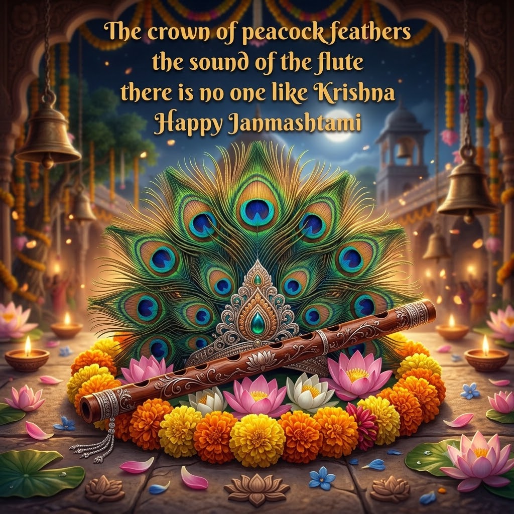 Krishna Peacock Feather Crown Janmashtami | Happy Krishna Janmashtami Images quotes and wishes