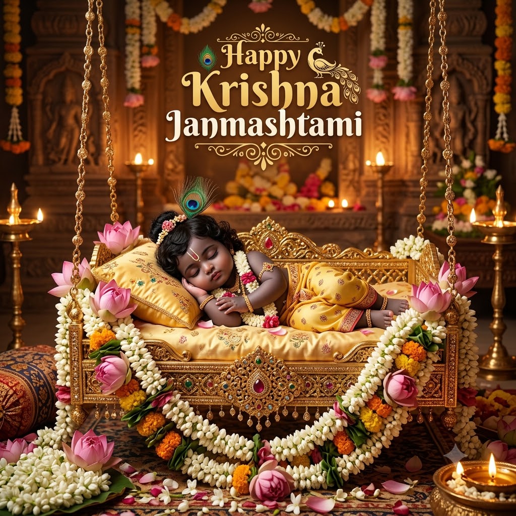 May Little Krishna Bring Joy to Your Home | Happy Krishna Janmashtami Images quotes and wishes