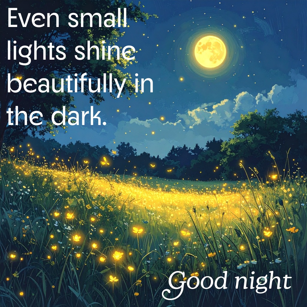 Moon And Fireflies Night