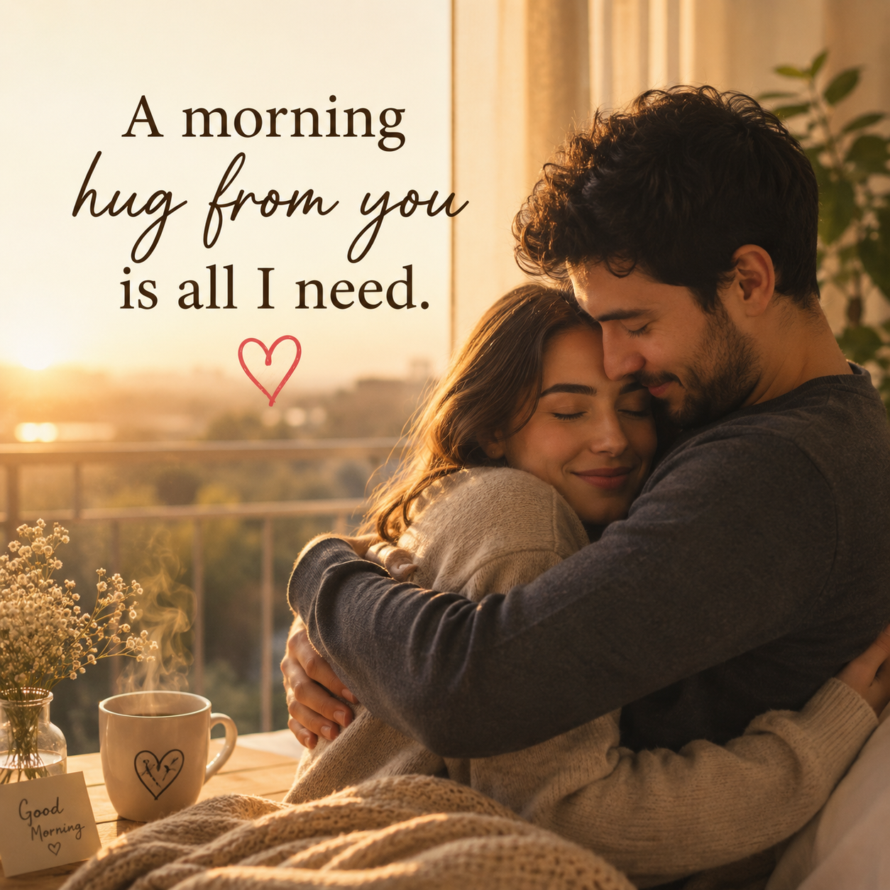 Morning Hug | Good Morning Images Between Couples quotes and wishes