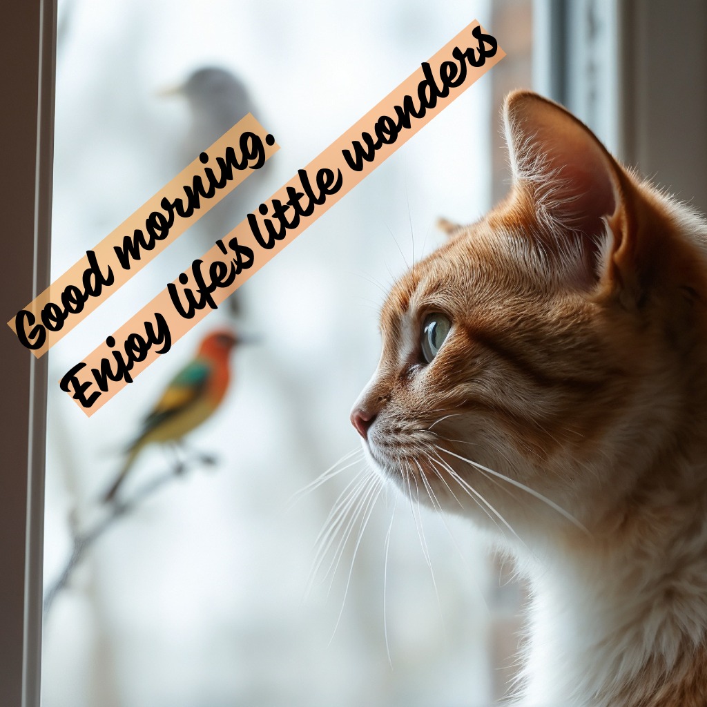 Morning Window Watcher | Good Morning Images With Cats quotes and wishes