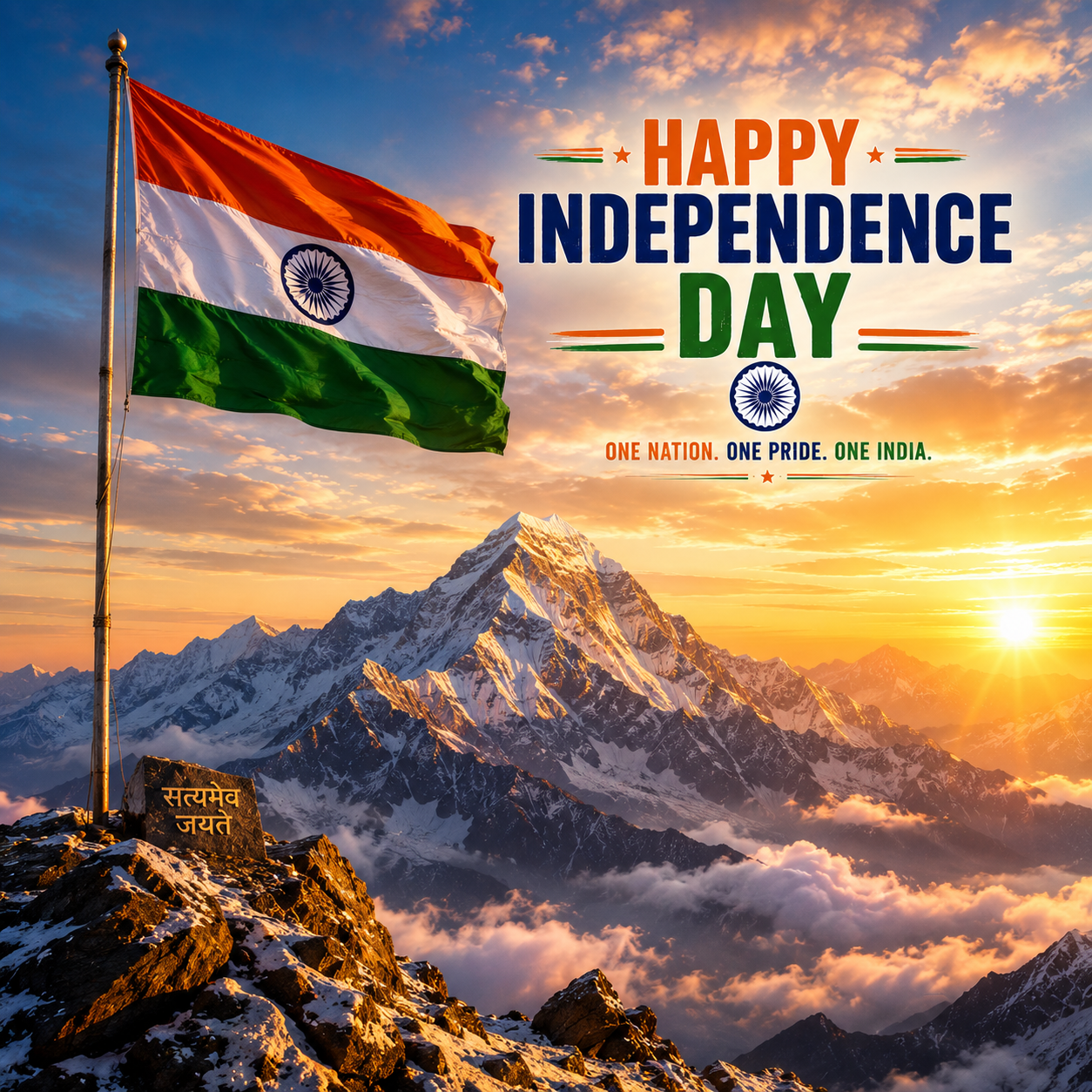 Our Nation Stands Tall Like the Himalayas | Happy Independence Day Images quotes and wishes