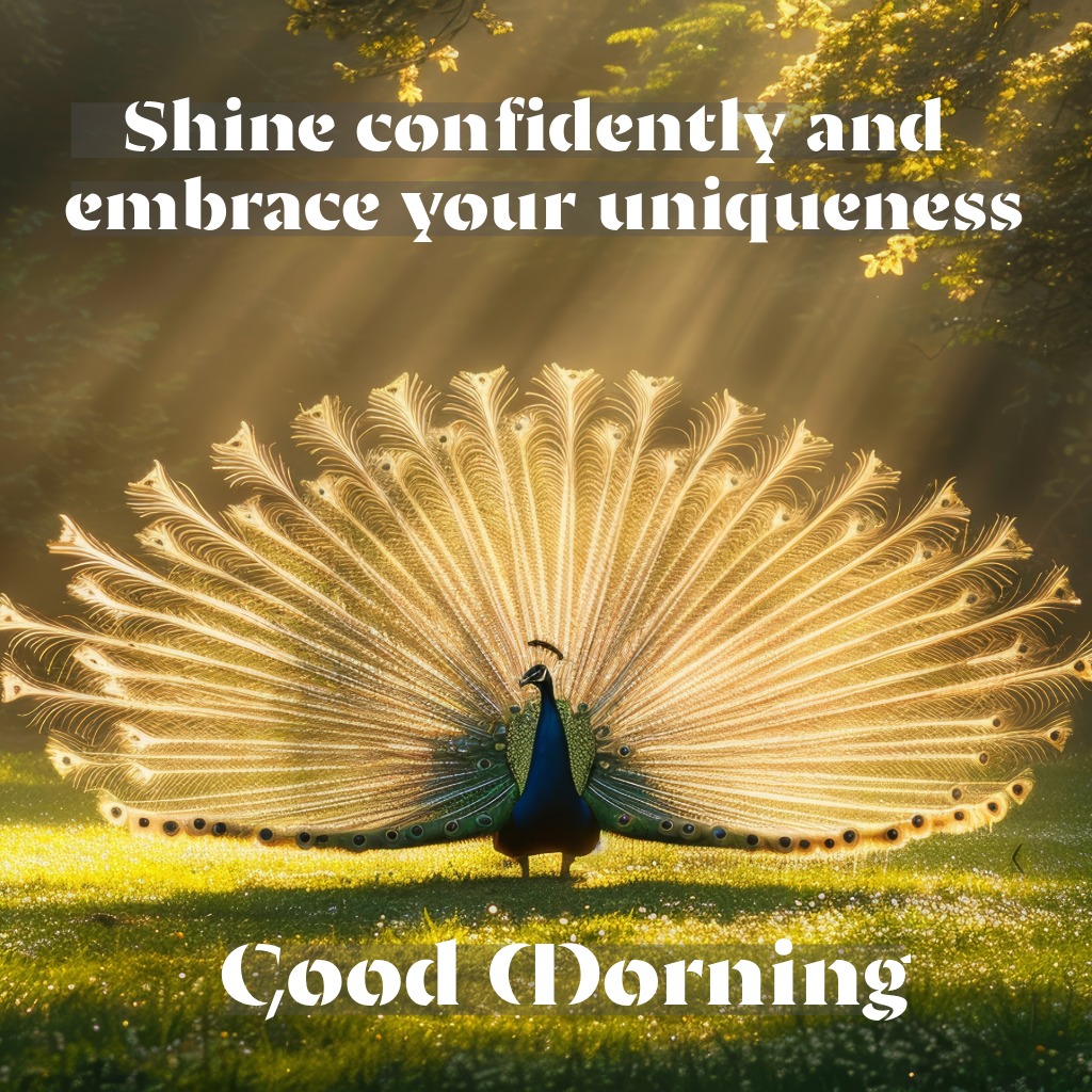 Peacock Morning Glory | Good Morning Images with Birds quotes and wishes