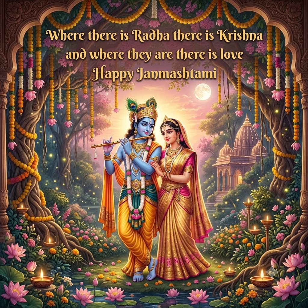 Radha Krishna Divine Love Janmashtami | Happy Krishna Janmashtami Images quotes and wishes