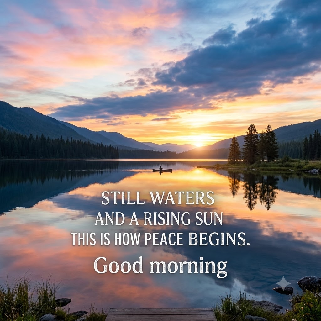 Sunrise Lake Reflection Good Morning | Good Morning Nature Images quotes and wishes
