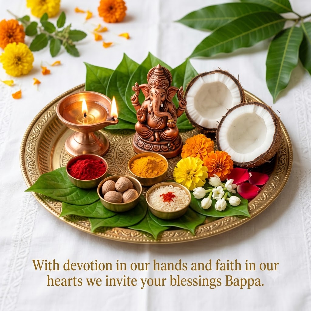 Traditional Puja Thali | Happy Ganesh Chaturthi  Images quotes and wishes