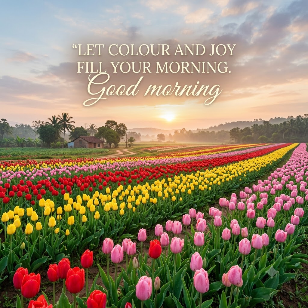 Tulip Field Morning Colours Good Morning
