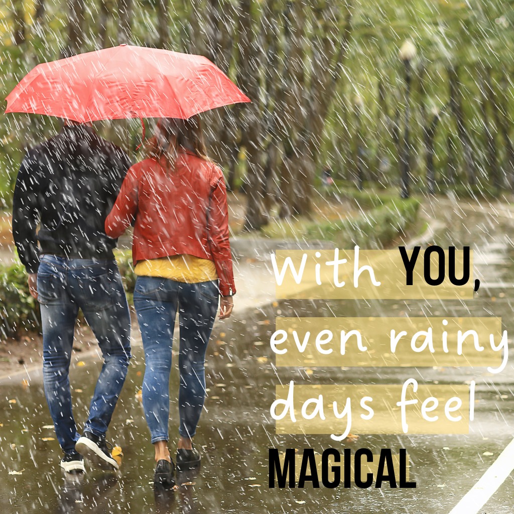 Couple talking and walking under an umbrella during a gentle rainfall | Romantic Messages Between Couples quotes and wishes