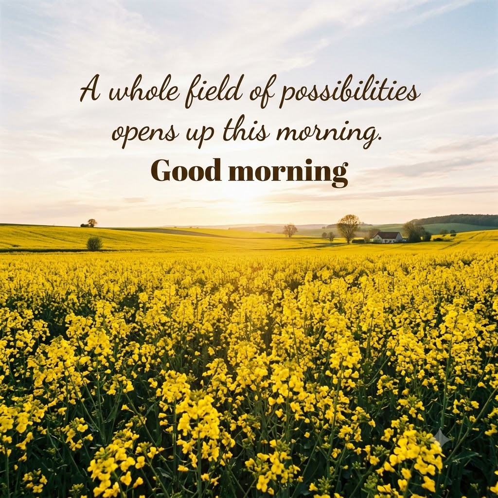 Yellow Rapeseed Field Morning Good Morning